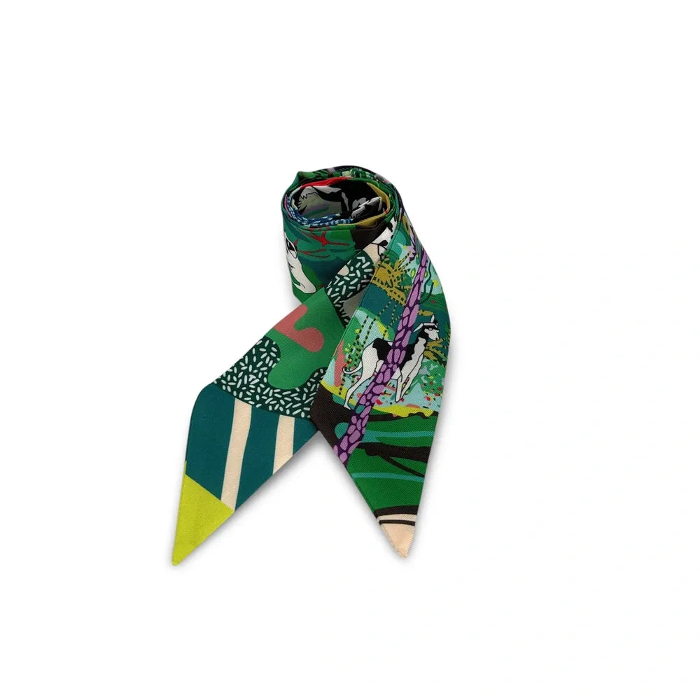 Foulard de sac en tissu satiné JUNGLE DOGS Vert intense