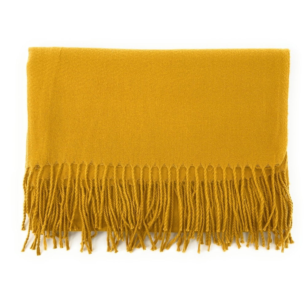 Foulard en laine, coton et viscose MISTRAL Jaune Moutarde