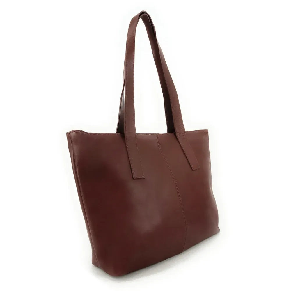 Sac cabas en cuir lisse TESS Châtaigne