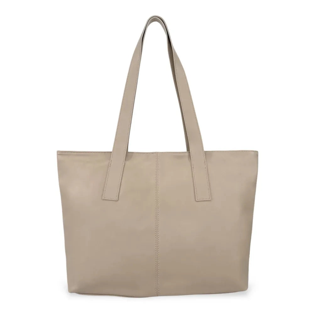Sac cabas en cuir lisse TESS Taupe clair