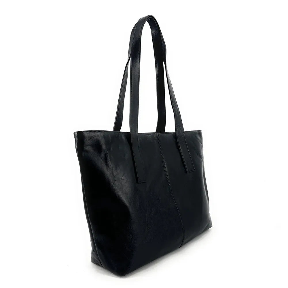 Sac cabas en cuir lisse TESS Noir