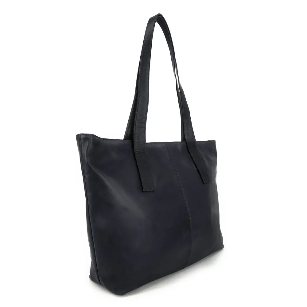 Sac cabas en cuir lisse TESS Bleu marine