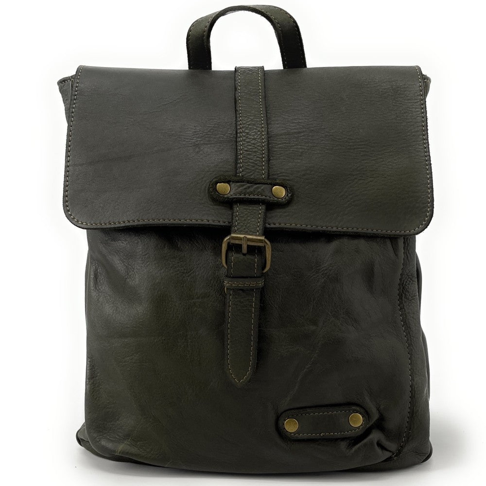 Grand sac à dos en cuir vintage SMITH (mr. & mrs.) Kaki