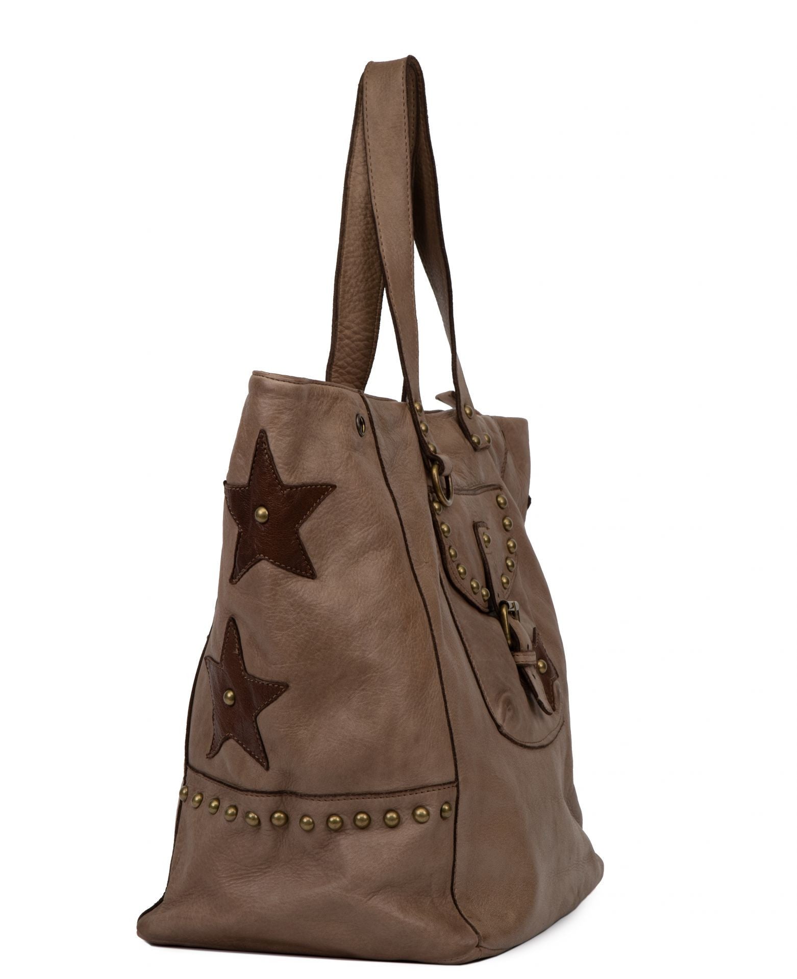 Sac cabas en cuir vintage MISS HOLLY Taupe foncé