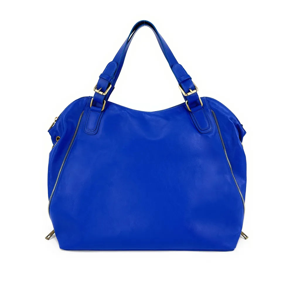 Sac porté épaule en cuir lisse CAMELIA Bleu roi