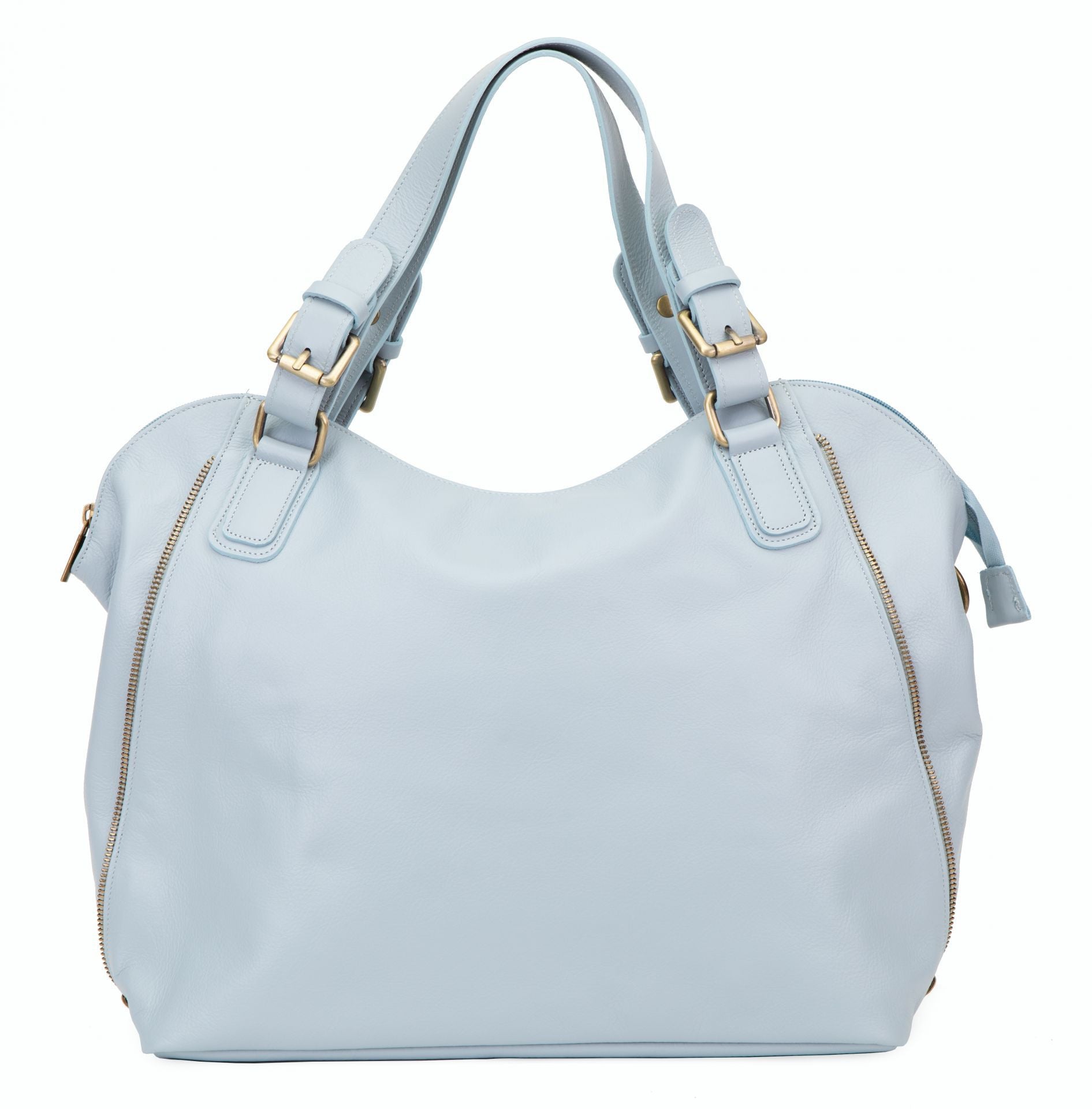 Sac porté épaule en cuir lisse CAMELIA Bleu pastel