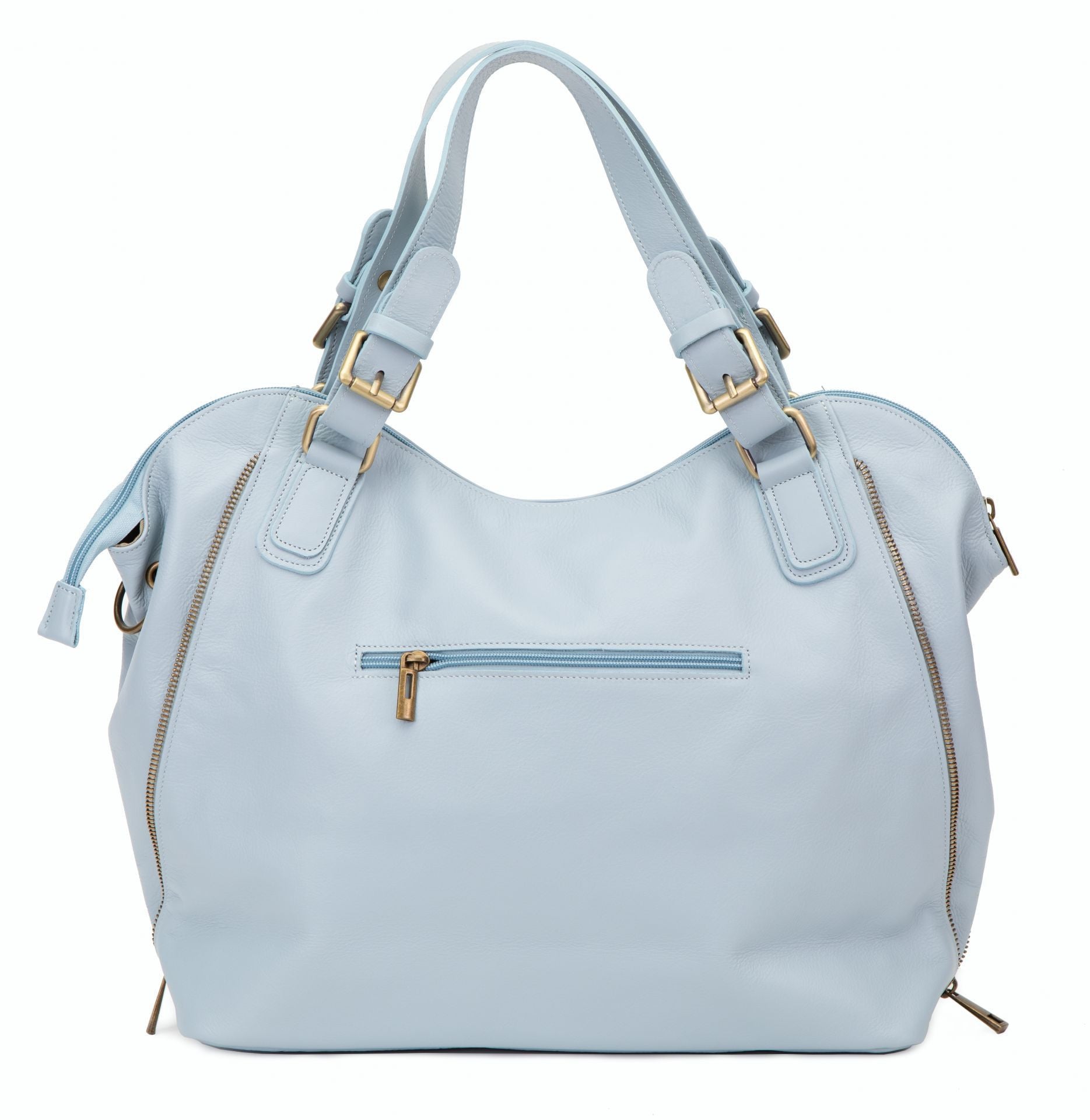Sac porté épaule en cuir lisse CAMELIA Bleu pastel