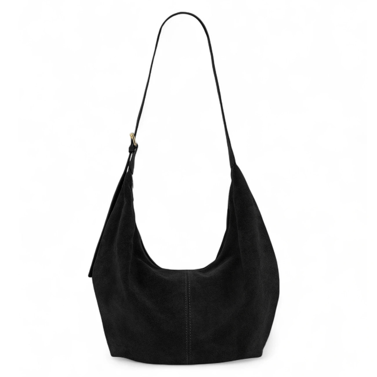 Besace demi-lune en croûte de cuir HERMIONE Noir