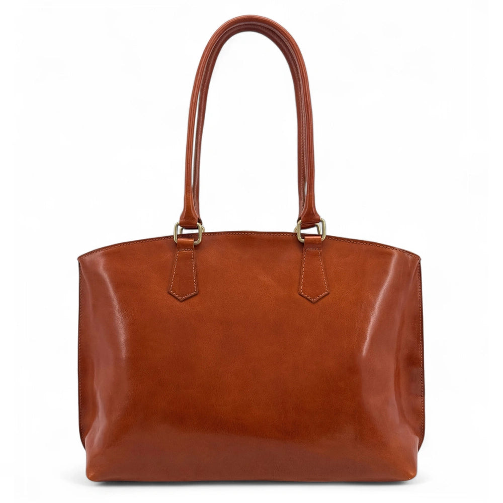 Grand sac cabas en cuir lisse GREENWICH Camel