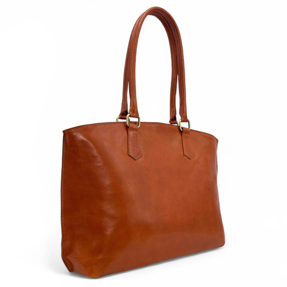 Grand sac cabas en cuir lisse GREENWICH Camel