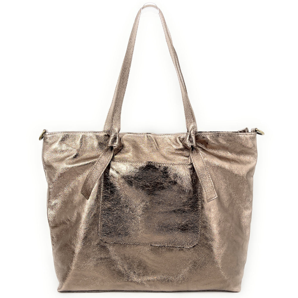Grand sac cabas en cuir irisé CASSIOPEE Champagne irisé