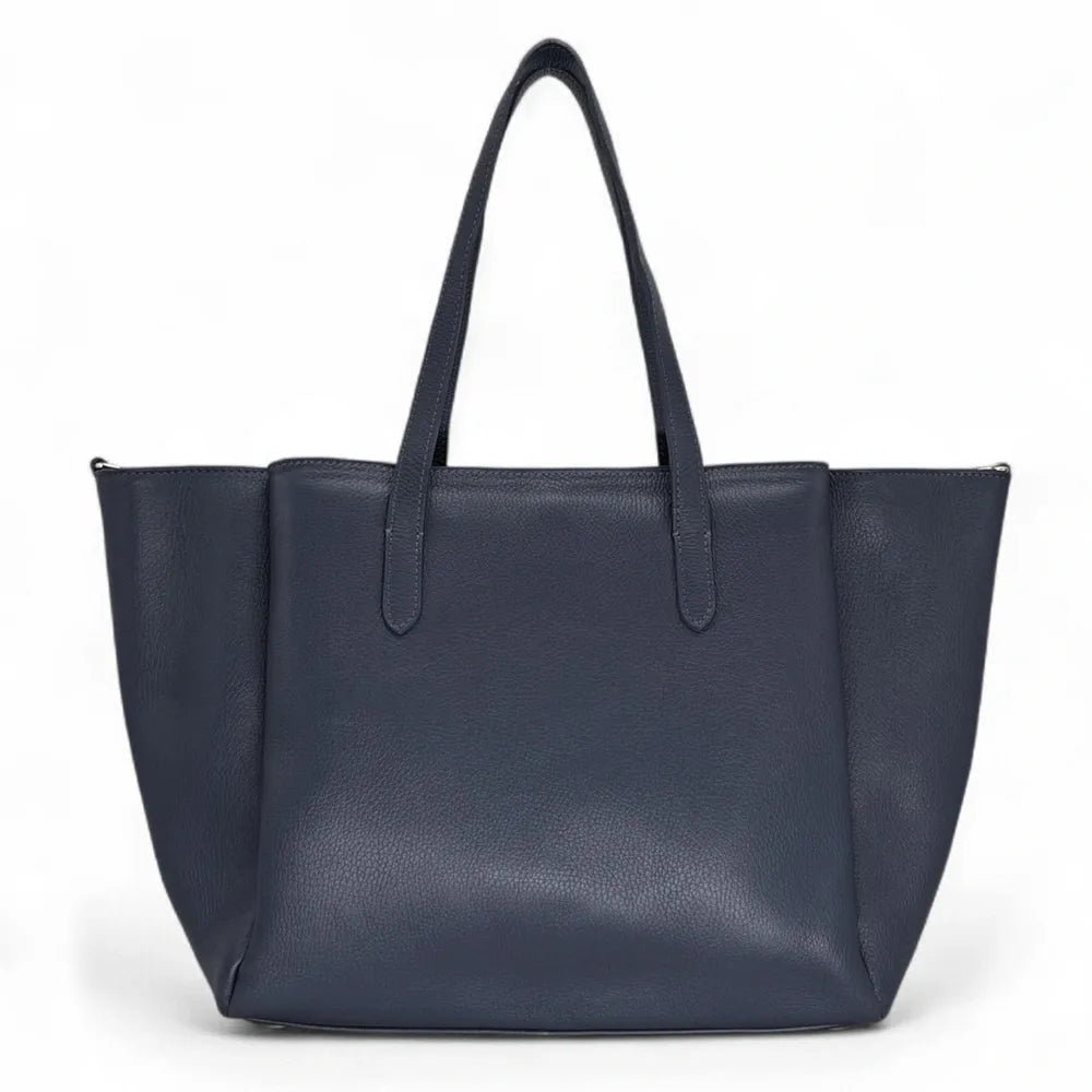 Grand sac en cuir grainé TITANIA Bleu marine