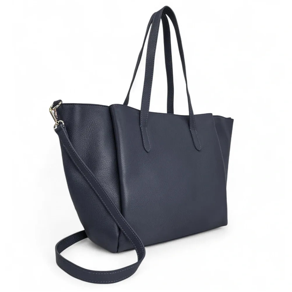 Grand sac en cuir grainé TITANIA Bleu marine