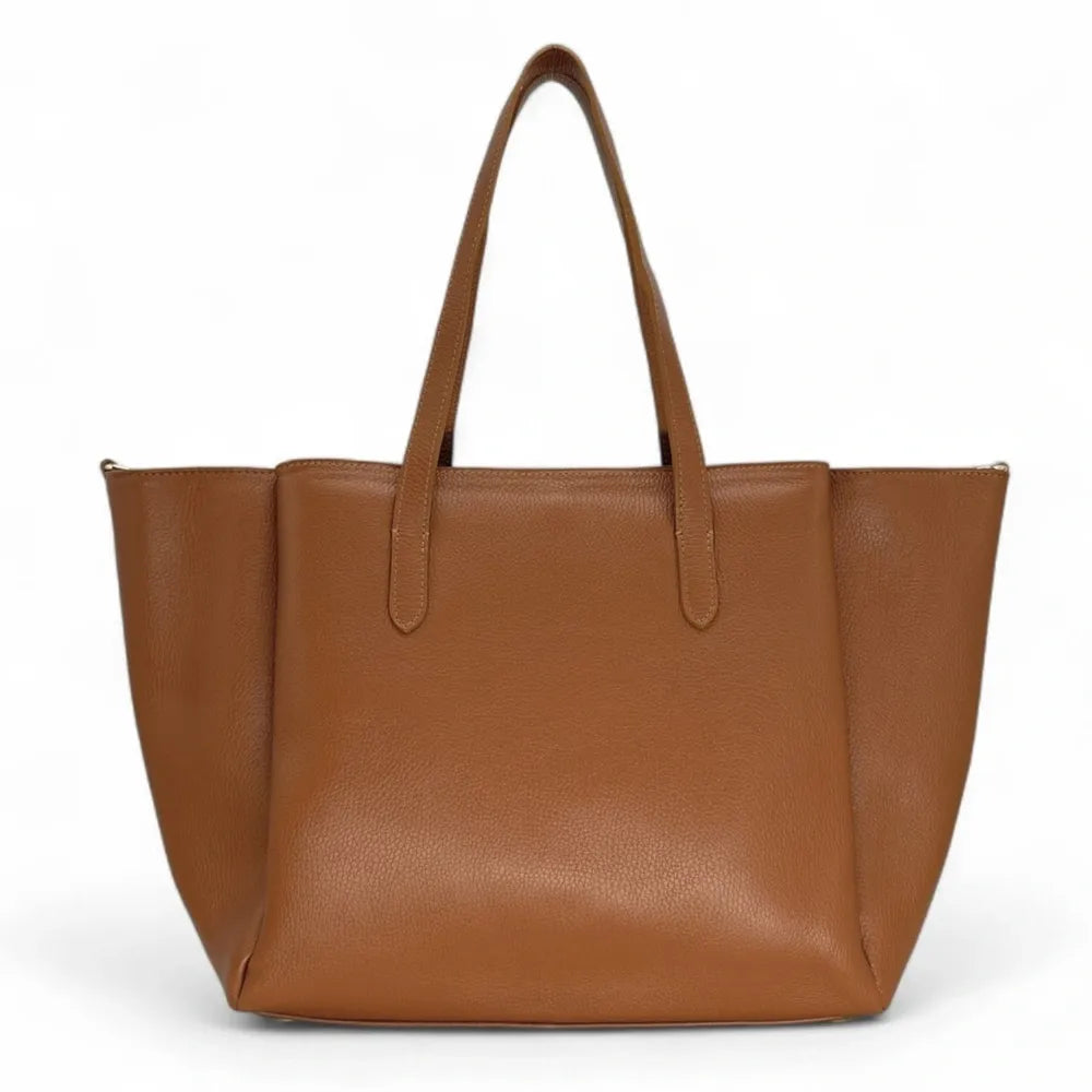 Grand sac en cuir grainé TITANIA Camel foncé