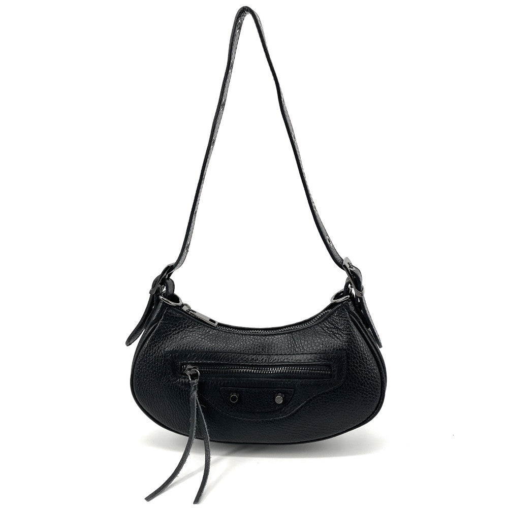 Sac à main demi-lune en cuir grainé ou irisé LUNA PARK Noir