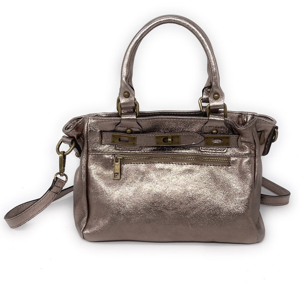 Mini sac à main en cuir irisé JANIS Champagne irisé