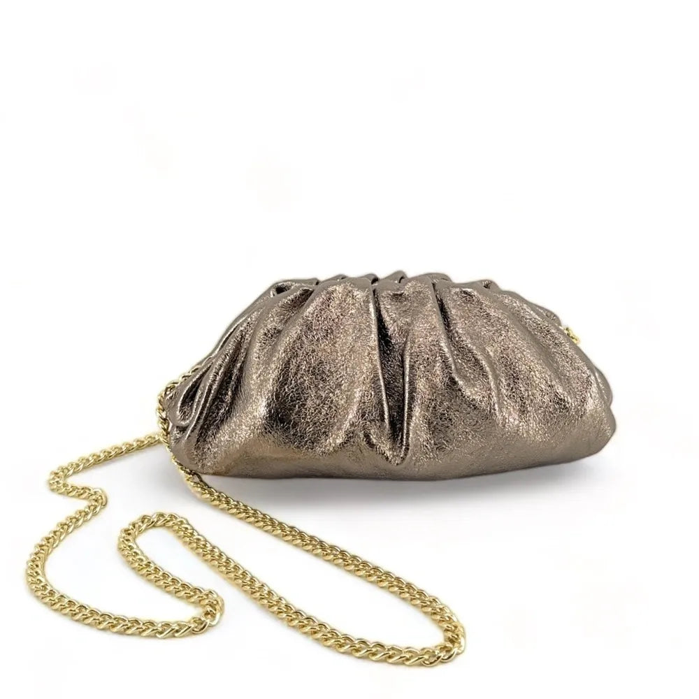 Mini-sac à main pouch en cuir irisé RIO Champagne irisé