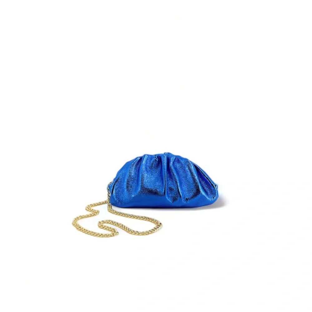 Mini-sac à main pouch en cuir irisé RIO Bleu roi irisé