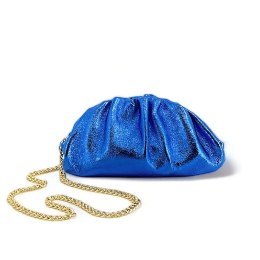 Mini-sac à main pouch en cuir irisé RIO Bleu roi irisé
