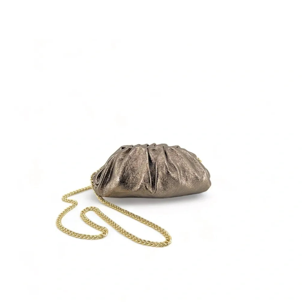 Mini-sac à main pouch en cuir irisé RIO Champagne irisé