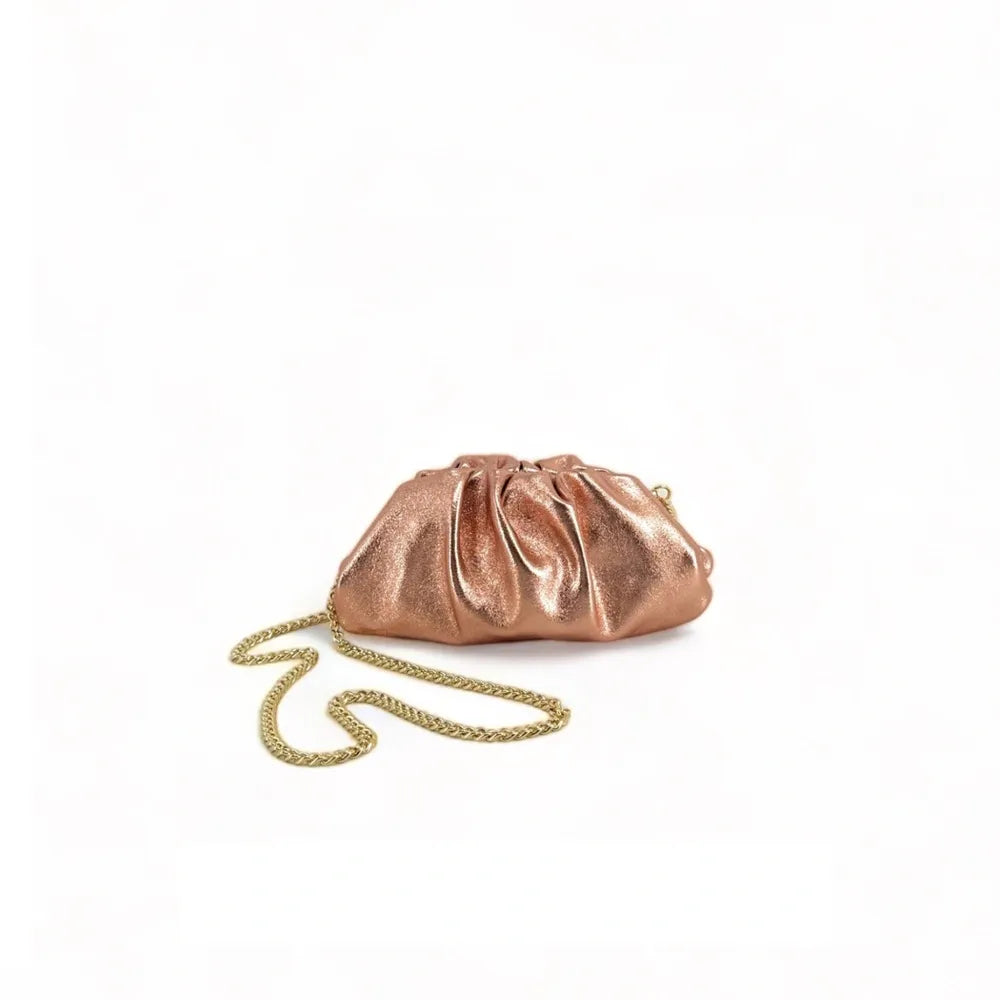 Mini-sac à main pouch en cuir irisé RIO Rose gold