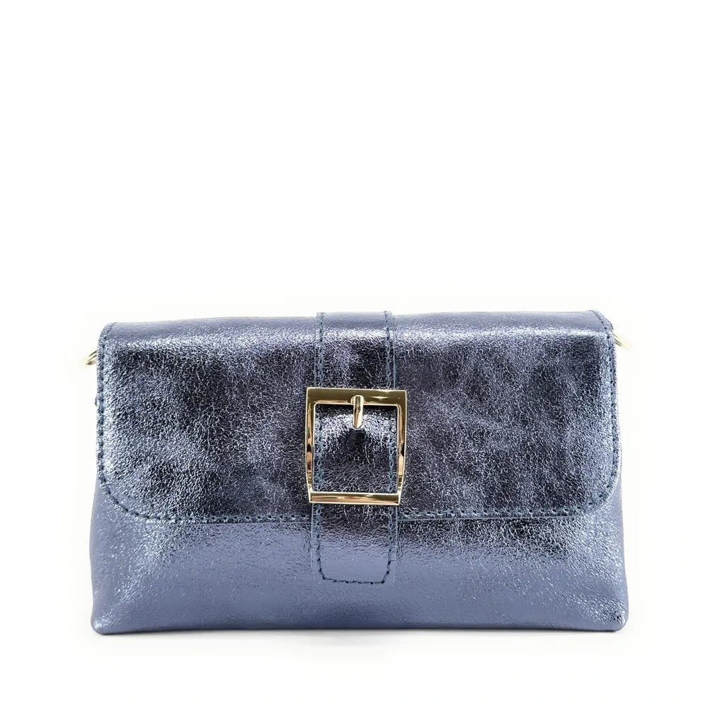 Mini-sac à main en cuir irisé VENEZIA Bleu céleste