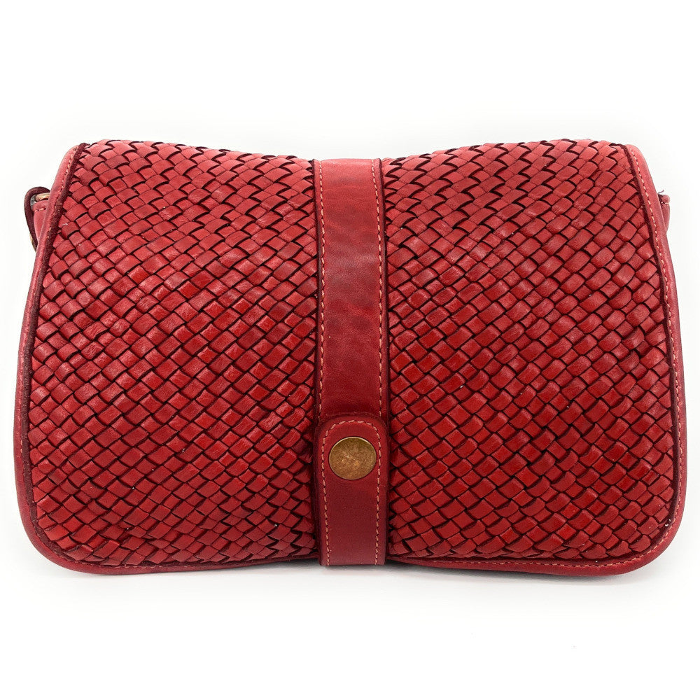 Sac besace à bandoulière en cuir tressé SHANNA Rouge garance