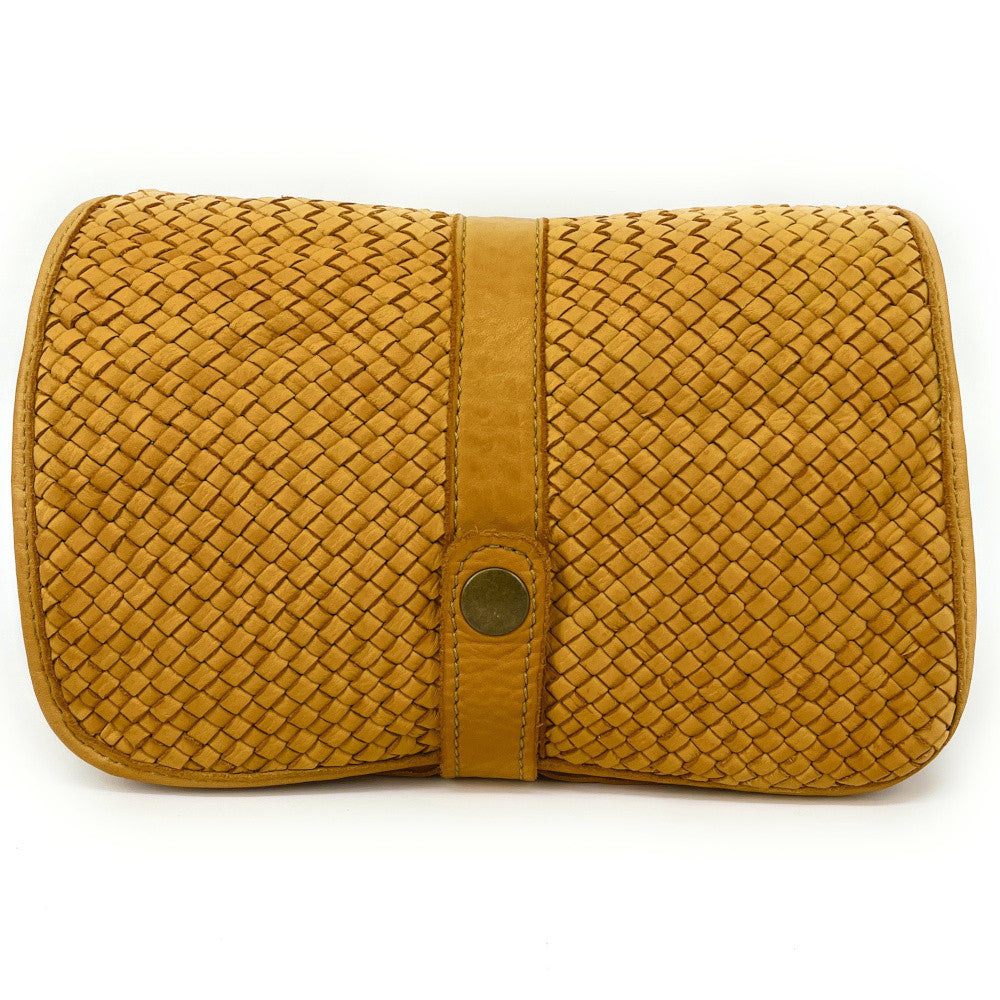 Sac besace à bandoulière en cuir tressé SHANNA Jaune tournesol