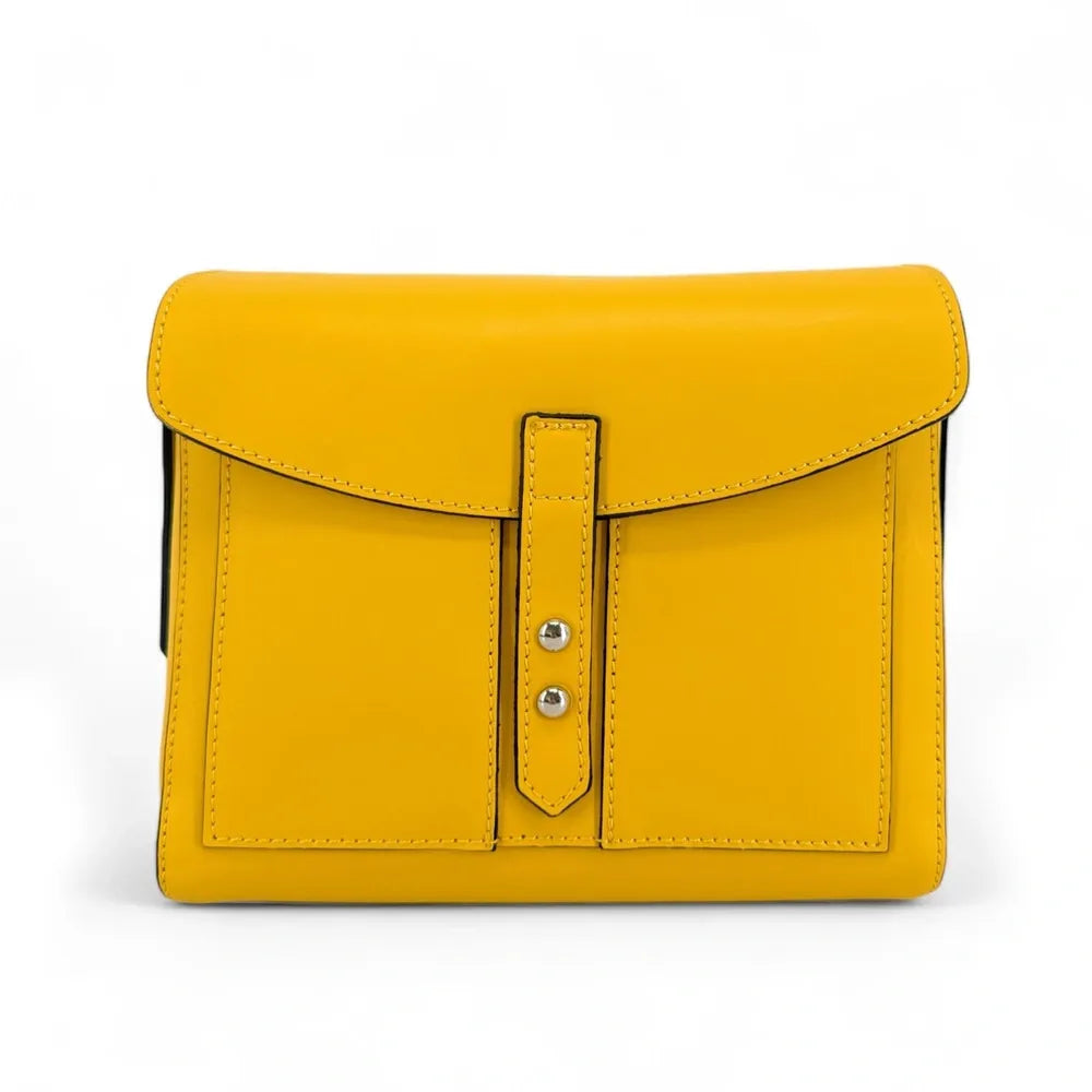 Sac besace en cuir lisse OTHELLO Bouton d'or