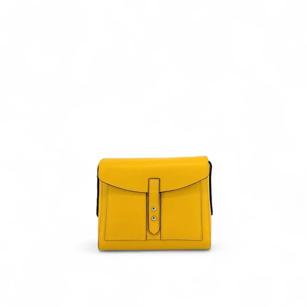 Sac besace en cuir lisse OTHELLO Bouton d'or