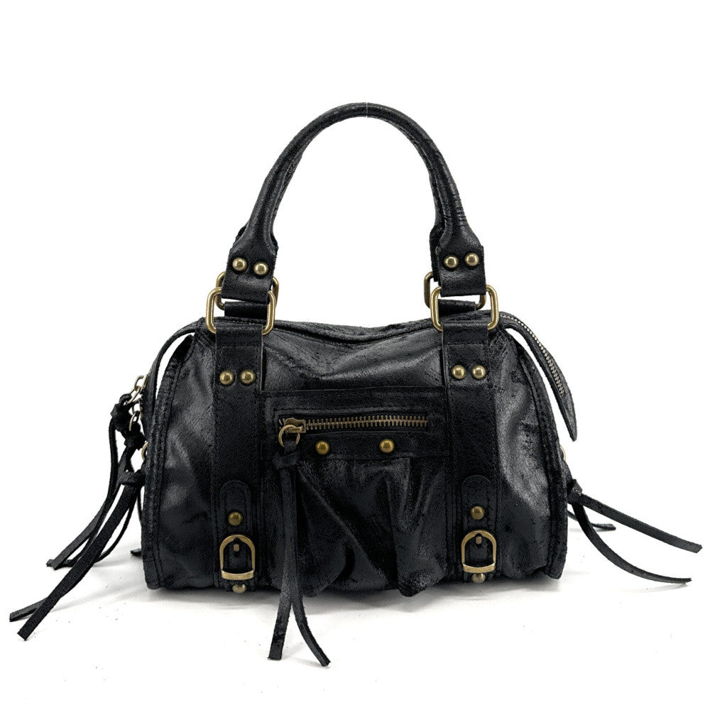 Mini-sac bowling en cuir brossé ou irisé SANDSTORM MINI Noir