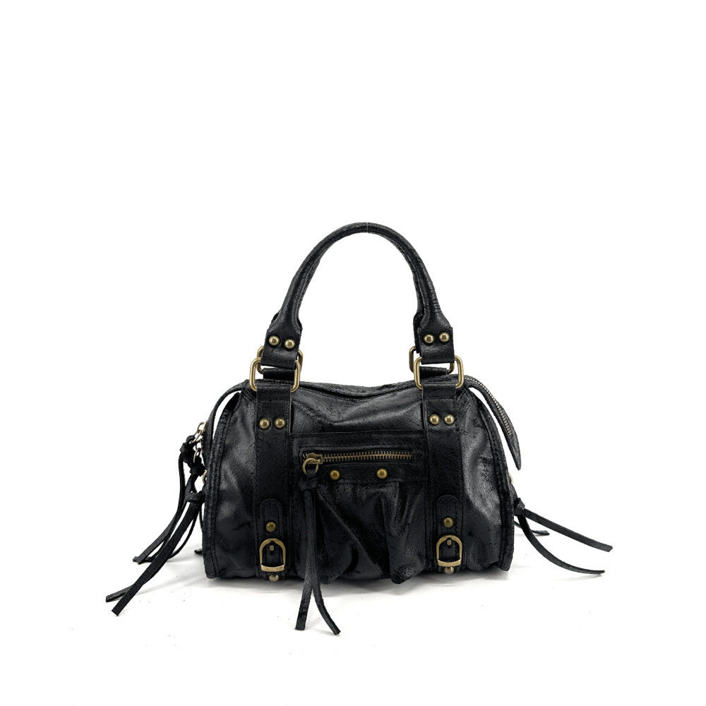 Mini-sac bowling en cuir brossé ou irisé SANDSTORM MINI Noir