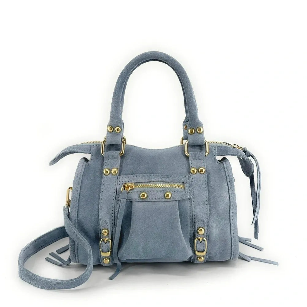 Mini-sac en croûte de cuir STORM SUEDE NANO Bleu pastel