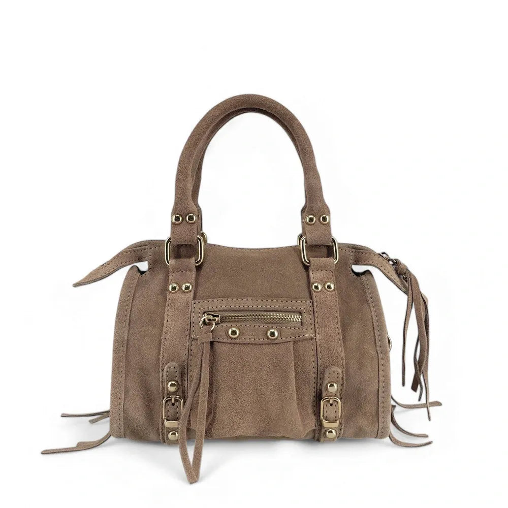 Mini-sac en croûte de cuir STORM SUEDE NANO Taupe foncé