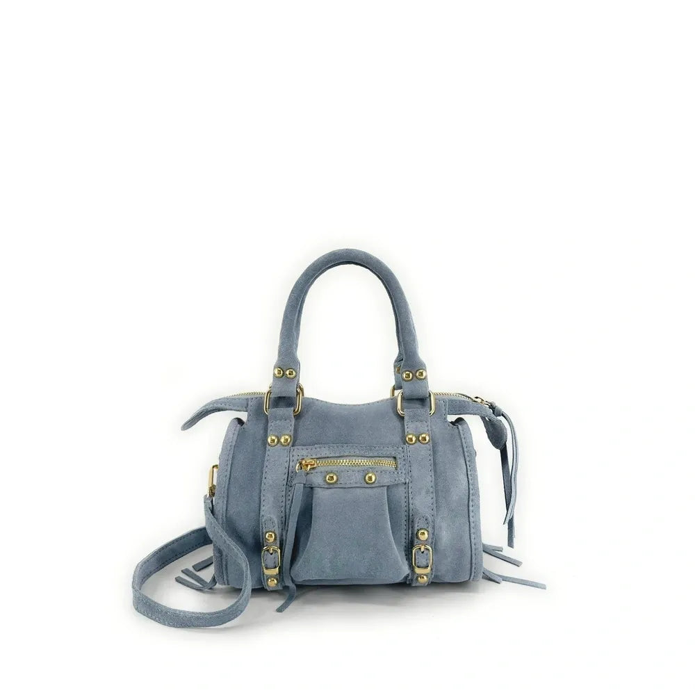 Mini-sac en croûte de cuir STORM SUEDE NANO Bleu pastel