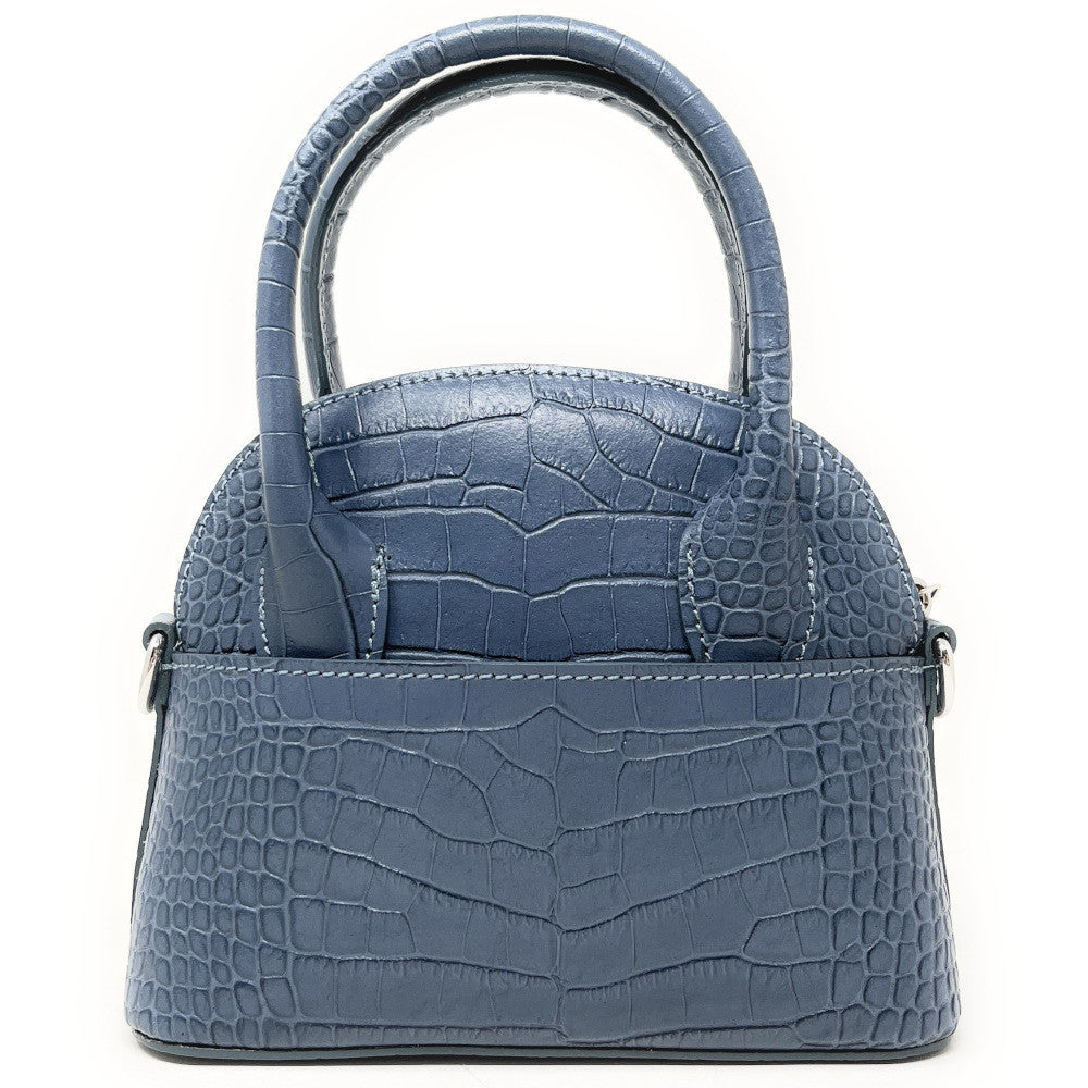 Mini sac à main en cuir embossé MANOLA Bleu glacier