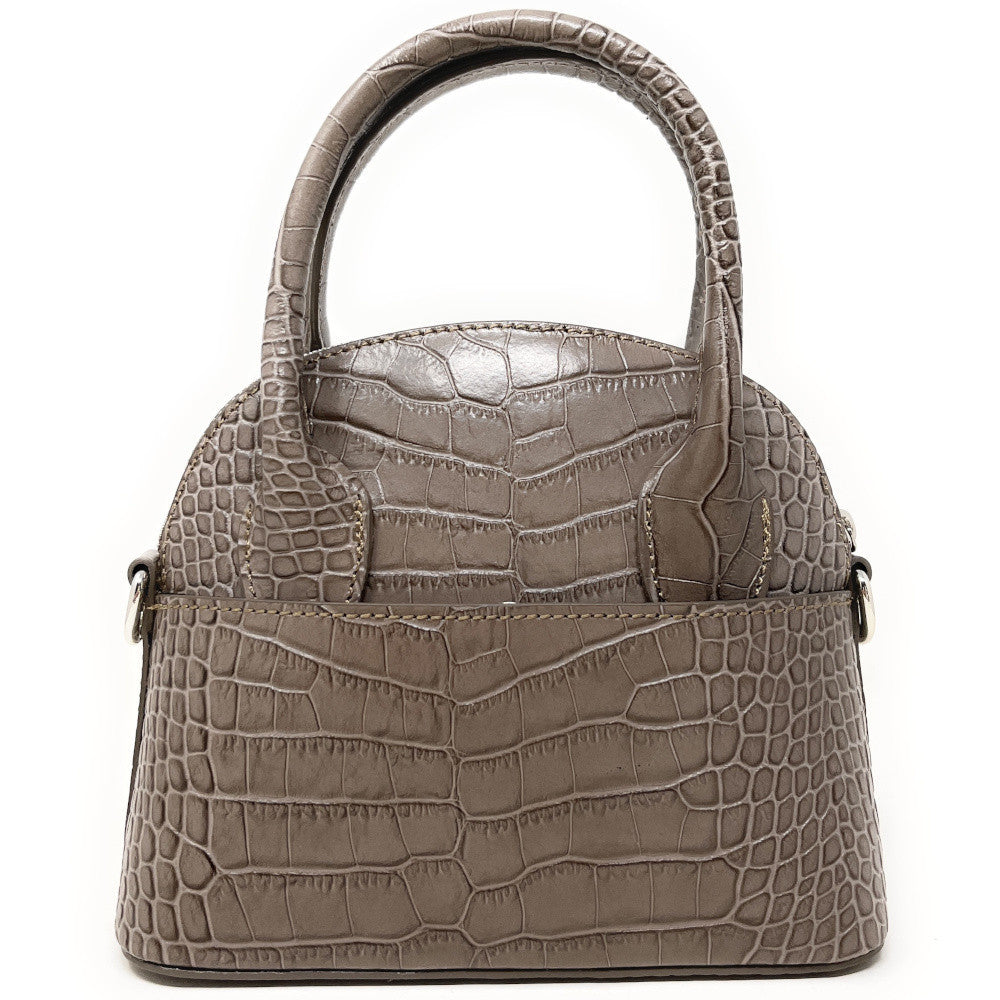 Mini sac à main en cuir embossé MANOLA Taupe foncé