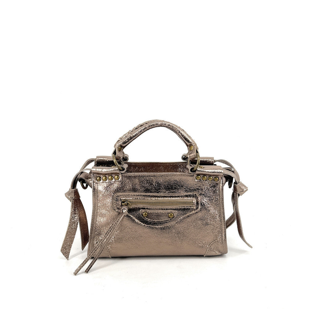 Mini-sac en cuir brossé POCKY Champagne irisé