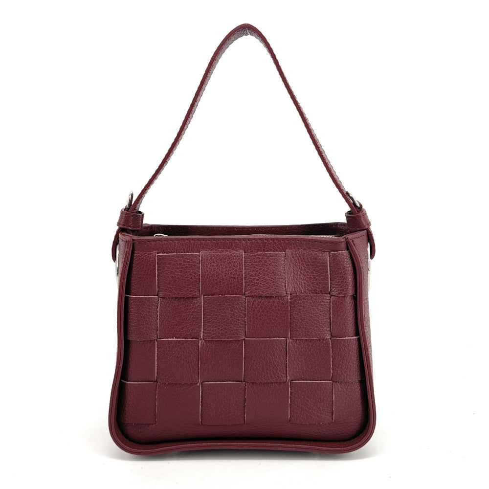 Sac en cuir grainé tressé CHESSY Rouge foncé