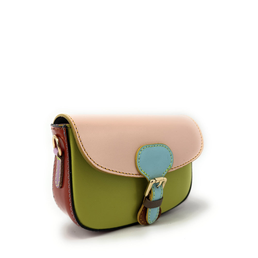 Mini-sac en cuir lisse MINI MADDY Rose pâle, Vert anis et Rouge foncé UNIQUE