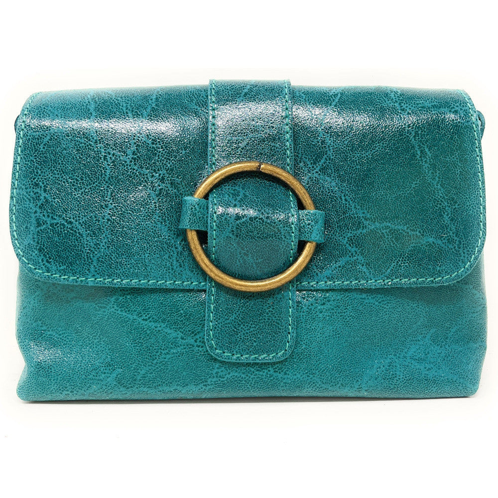 Mini sac en cuir lisse VERONE Bleu turquoise