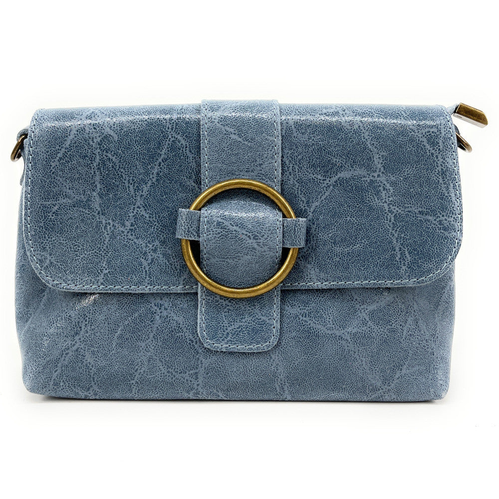 Mini sac en cuir lisse VERONE Bleu glacier