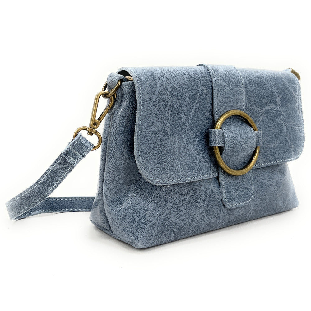 Mini sac en cuir lisse VERONE Bleu glacier
