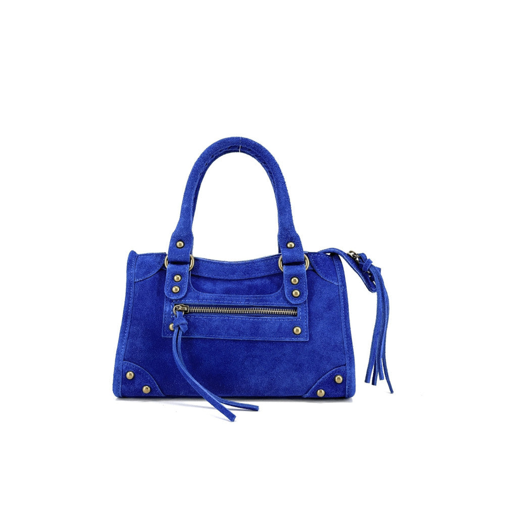 Mini-sac en croûte de cuir TAO Bleu roi
