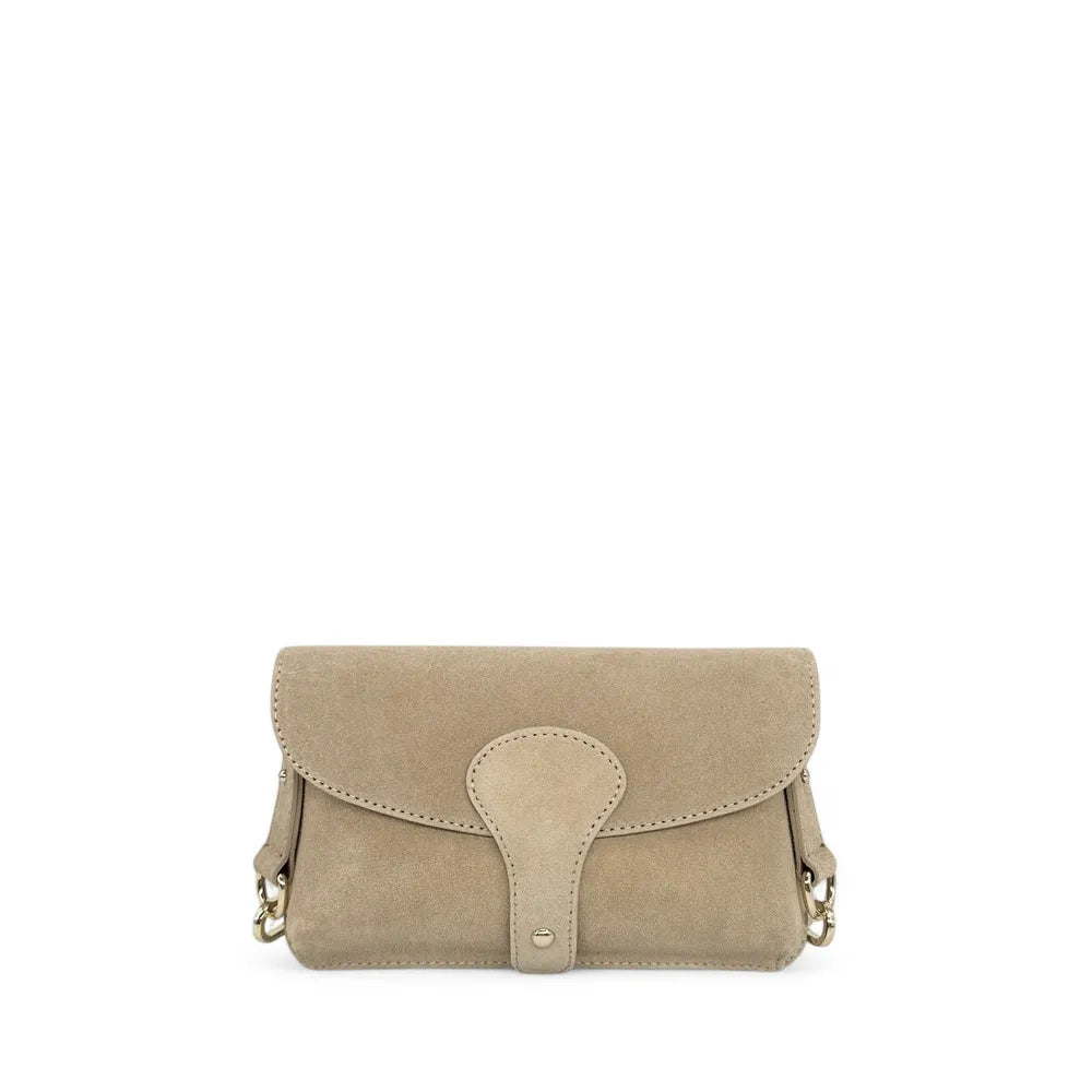 Mini-sac french stick en croûte de cuir TOSCA SUEDE Taupe clair