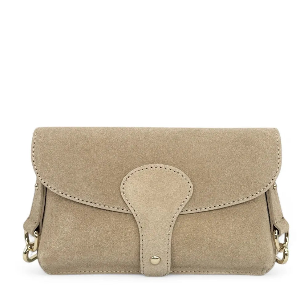 Mini-sac french stick en croûte de cuir TOSCA SUEDE Taupe clair