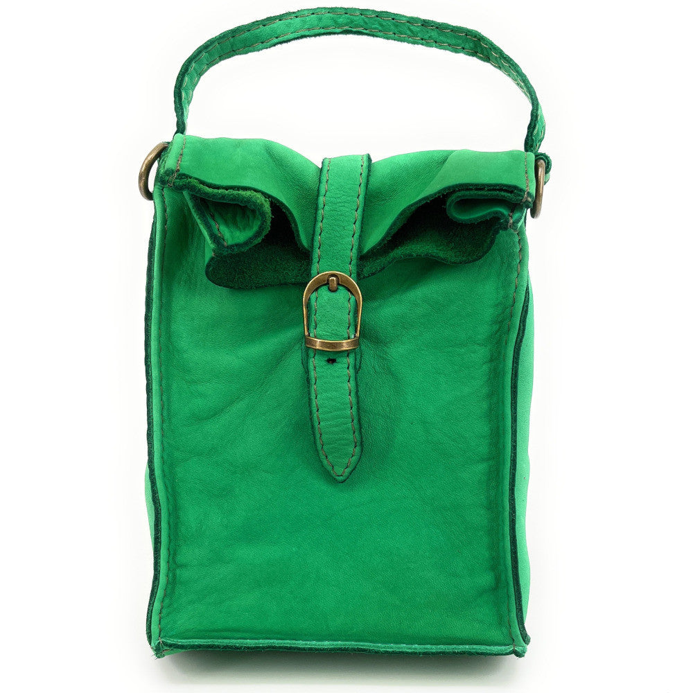 Mini-sac pochette bandoulière en cuir vintage OHM Vert anglais