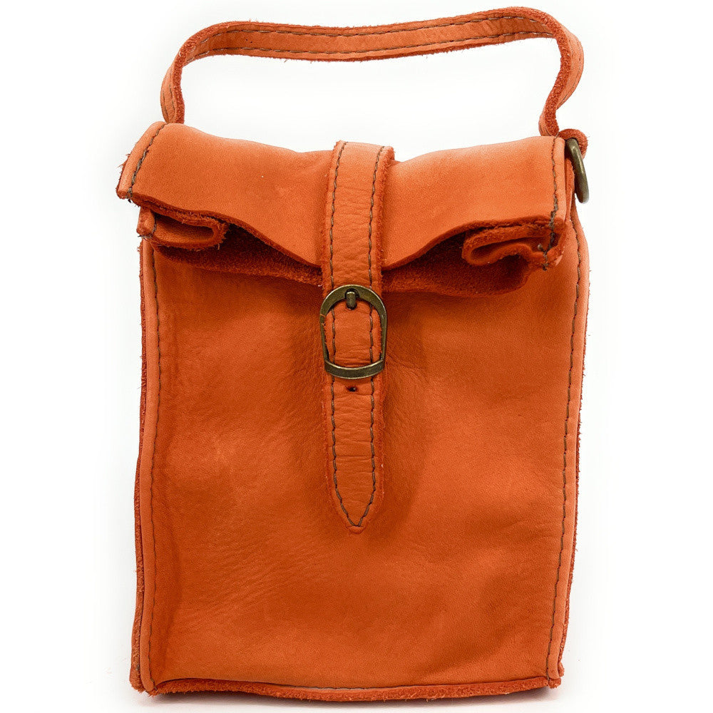 Mini-sac pochette bandoulière en cuir vintage OHM Orange