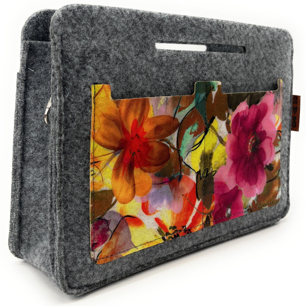 Organiseur en feutrine écologique imprimée GARDEN Gris clair