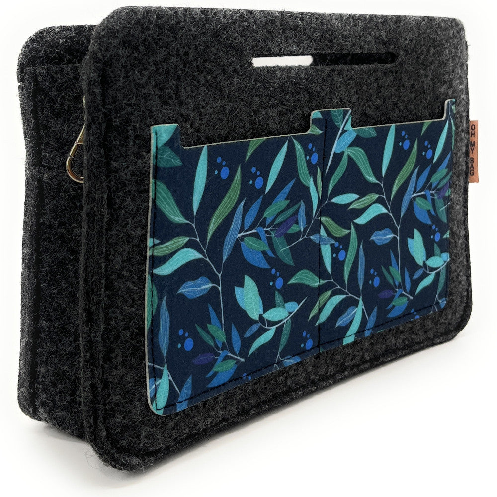 Organiseur en feutrine écologique imprimée ORLEANDER Gris foncé